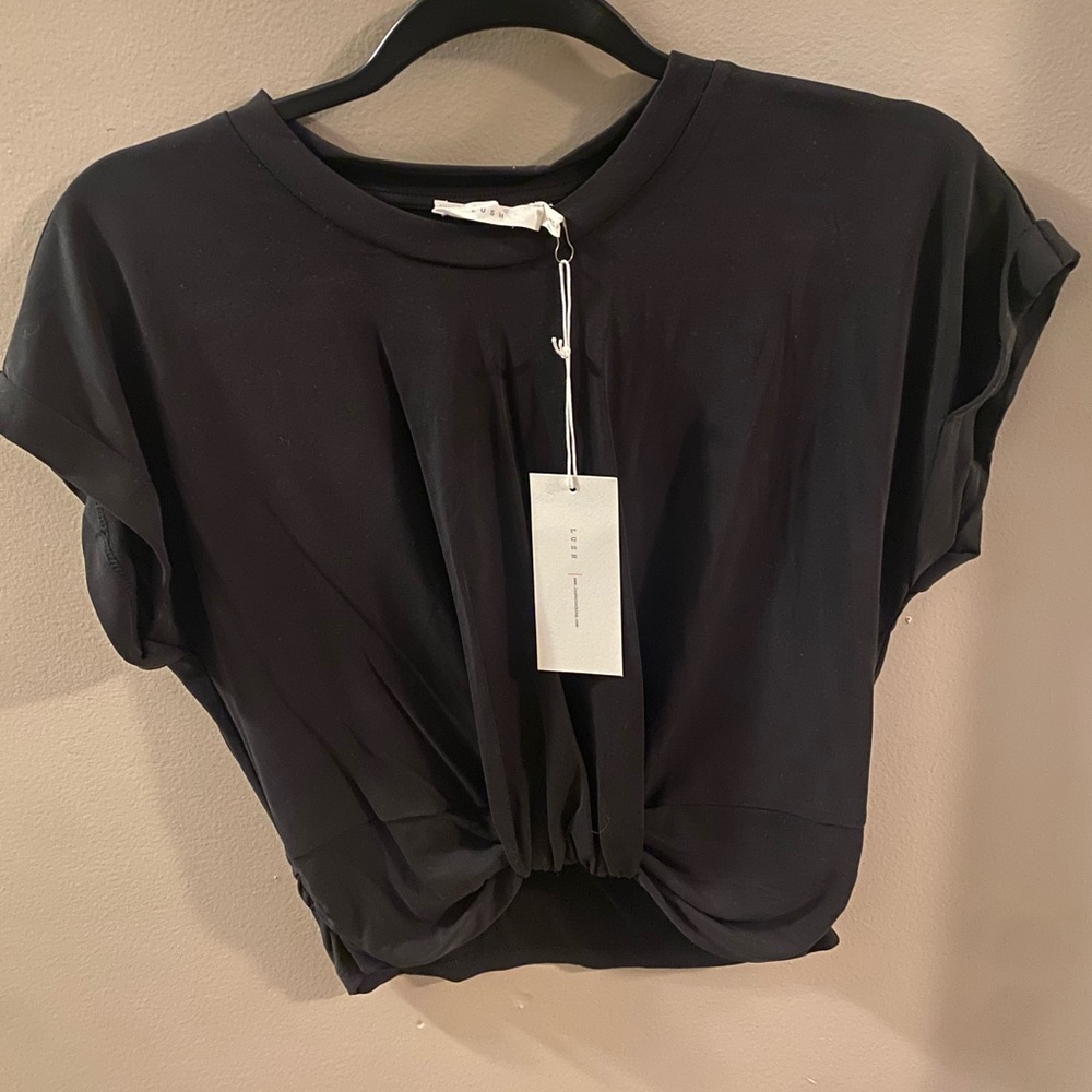 Lush - Tamara Cropped Front Knot Knit tee